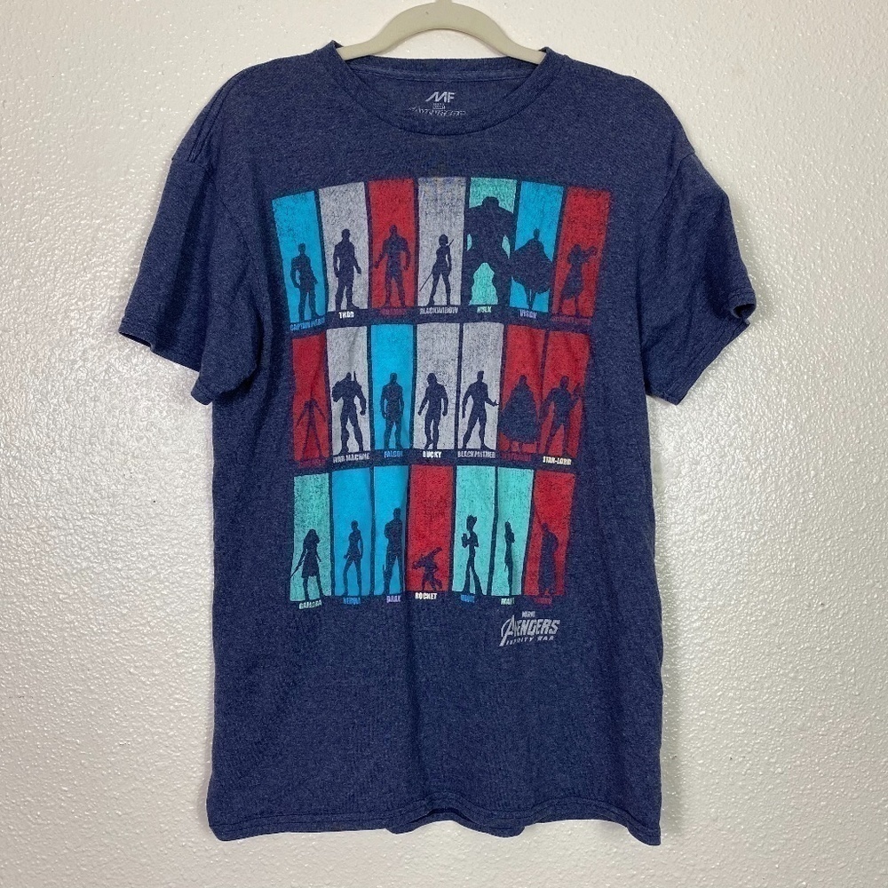 MARVEL Avengers Infinity War Graphic T Shirt Men's size M Blue, Red & White